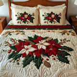Parure de lit matelassée 3 pièces - Charme des Poinsettias