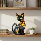 Chat Mystique - Lampe en Vitrail