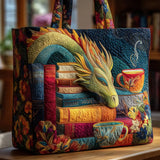 Sac Artisanal - Dragon Lecteur aux Livres et Tasses