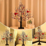 Éclatant Vintage Arbre Avec Cardinales