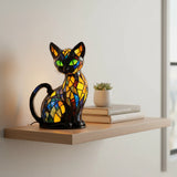 Chat Mystique - Lampe en Vitrail
