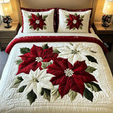 Parure de lit matelassée 3 pièces - Poinsettias d'Hiver