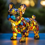 Bouledogue Français - Lampe en vitrail