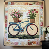 Emma - Tapisserie artistique Bicyclette Floraison Voyage Courtepointe Artistique Suspendu