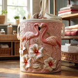 Panier à Linge Matelassé - Flamant Fleuri