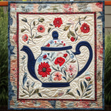 Pauline - Tapisserie artistique Charme en Tissu Artisanal Théière Botanique