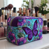 Aurélie - Trousse de toilette matelassée Papillons et Fleurs