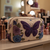 Hélène - Trousse de toilette matelassée Papillon