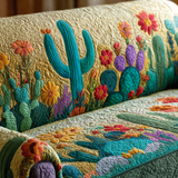 Christine - Housse de canapé matelassée Cactus au Coucher de Soleil