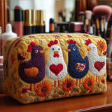 Océane - Trousse de toilette matelassée Plumes de Poule