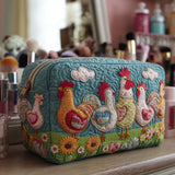 Élise - Trousse de toilette matelassée Poules en Jardin