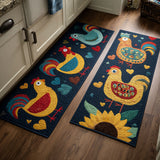 Huguette - Tapis de cuisine Poules Décoratives