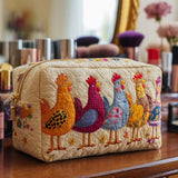 Juliette - Trousse de toilette matelassée Poule Joyeuse