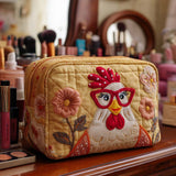 Henriette - Trousse de toilette matelassée Poule Lumineuse