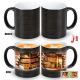 Mug en Céramique Avec Bibliothèque Magique et Effet Thermique
