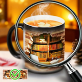 Mug en Céramique Avec Bibliothèque Magique et Effet Thermique
