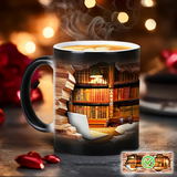Mug en Céramique Avec Bibliothèque Magique et Effet Thermique
