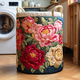 Panier à Linge Matelassé - Éclat de Pétale Cramoisi