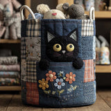 Panier à Linge Matelassé - Chaton Denim