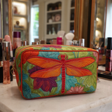 Quitterie - Trousse de toilette matelassée Libellules et Fleurs
