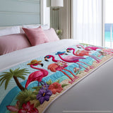 Sophie - Chemin de lit matelassé Flamant Baie