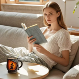 Mug Halloween 3D Fait Main avec Motif de Sorcière et de Chat