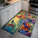 Mila - Tapis de cuisine Colibri et Fleurs de Jardin