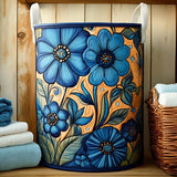 Panier à Linge Matelassé - Harmonie Indigo Fleurie