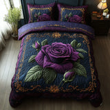 Parure de lit matelassée 3 pièces - Rose Violette
