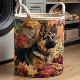 Panier à Linge Matelassé - Berger Allemand parmi les Feuilles