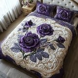 Parure de lit matelassée 3 pièces - Rose Violette