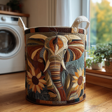 Panier à Linge Matelassé - Éléphant Mystique