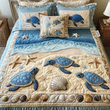 Parure de lit matelassée 3 pièces - Vagues de l'Océan