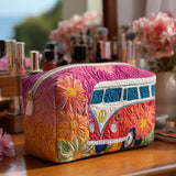 Camille - Trousse de toilette matelassée Motif Voyage Rétro