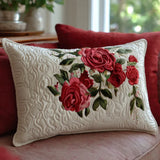 Housse de Coussin Matelassée - Cœurs du Jardin de Roses
