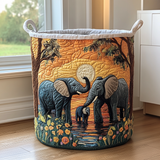 Panier à Linge Matelassé - Éléphant Rustique