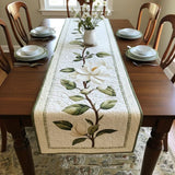 Chemin de table matelassé - Fleur de Magnolia Rustique