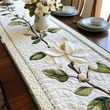 Chemin de table matelassé - Fleur de Magnolia Rustique