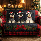 Thaïs - Housse de canapé matelassée Schnauzer de Noël