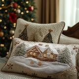 Housse de Coussin Matelassée - Cabane sous la Neige