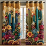 Juliette - Rideaux matelassés Cactus Turquoise