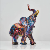 Sculpture Artistique Éléphant avec Design Graffiti