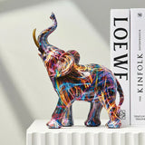 Sculpture Artistique Éléphant avec Design Graffiti