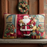 Housse de Coussin Matelassée - Accueil Chaleureux du Père Noël