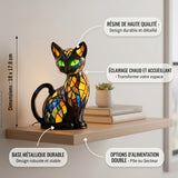 Chat Mystique - Lampe en Vitrail